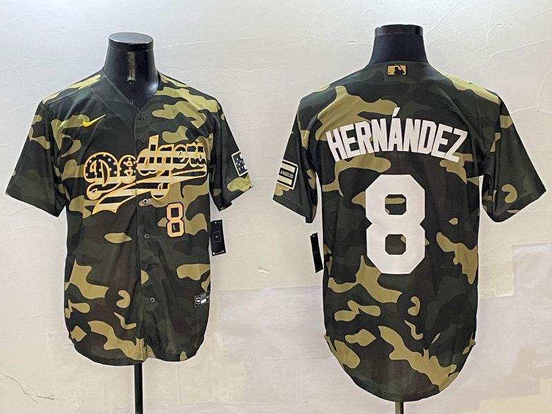 Men Los Angeles Dodgers #8 Hernandez Camo Joint Name 2025 Nike MLB Jersey style 8->los angeles dodgers->MLB Jersey